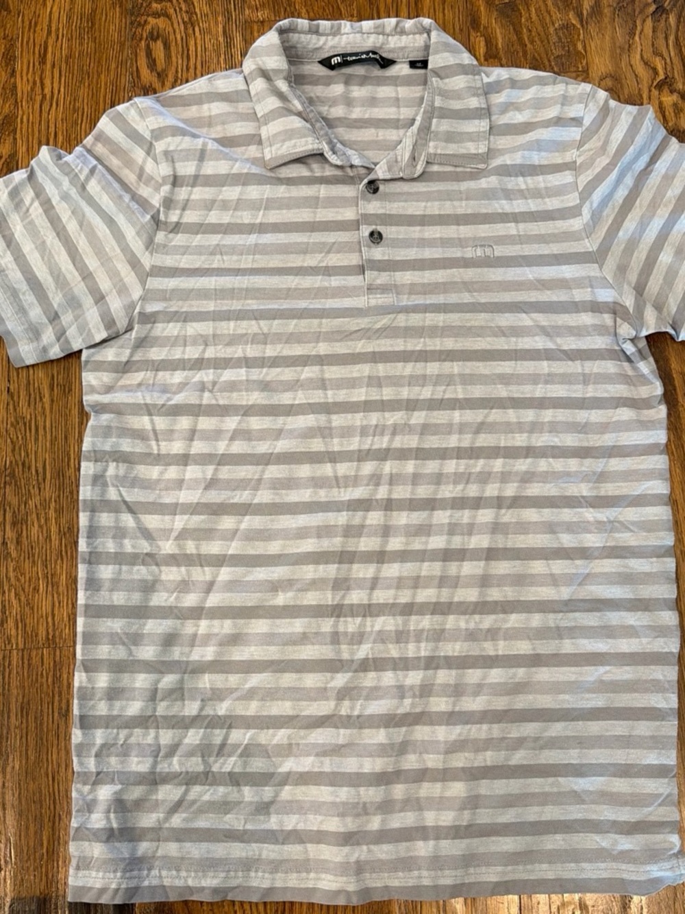 Travis Mathew Light Gray & White Striped Polo